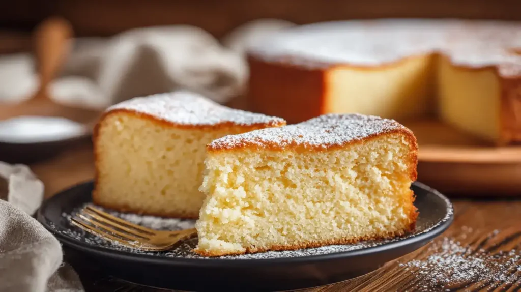 Saftiger Vanillekuchen frisch gebacken in Springform, goldbraun und aromatisch