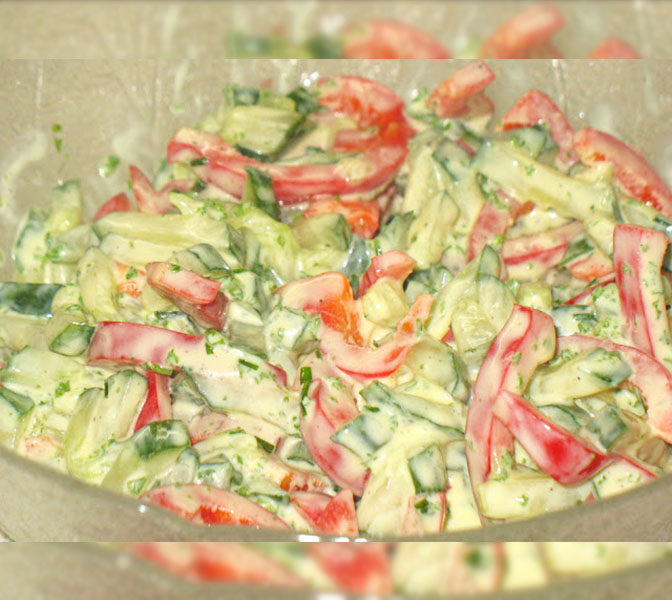 Paprika Gurken Salat mit Joghurt