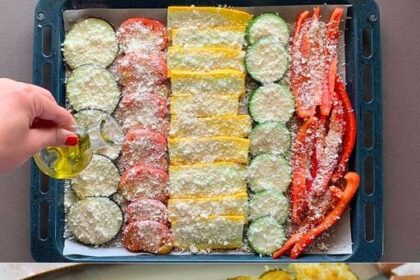Schneiden Sie das Gemüse, legen Sie es auf das Backblech, in 30 Minuten fertig