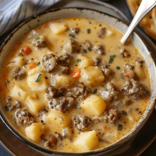Hamburger Suppe mit 500g Hackfleisch macht lange satt, schnell zubereitet!