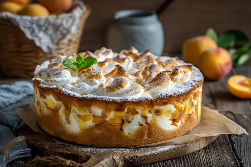 Vanille Käsekuchen mit Pfirsichen 2