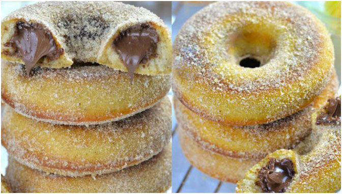 Donuts gefüllt mit Nutella, aus dem Backofen !