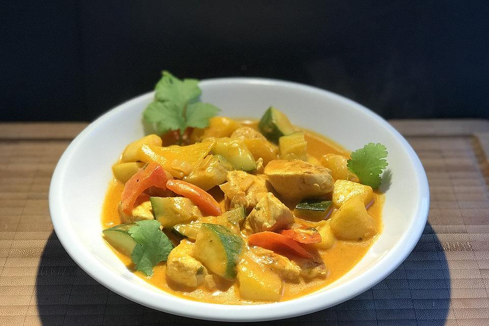 Curry mit Huhn, Mango und Gemüse