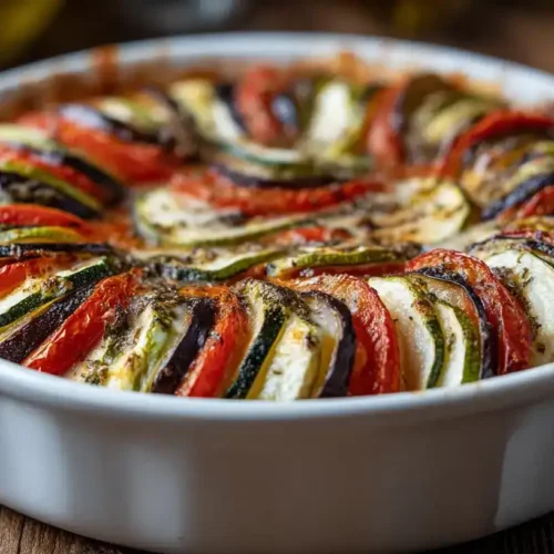 Ofen-Ratatouille mit Aubergine, Zucchini, Tomaten und Mozzarella