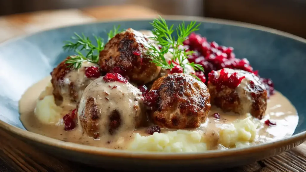Köttbullar – Schwedische Hackbällchen mit cremiger Soße Köttbullar – schwedische Hackbällchen in cremiger Sahnesoße