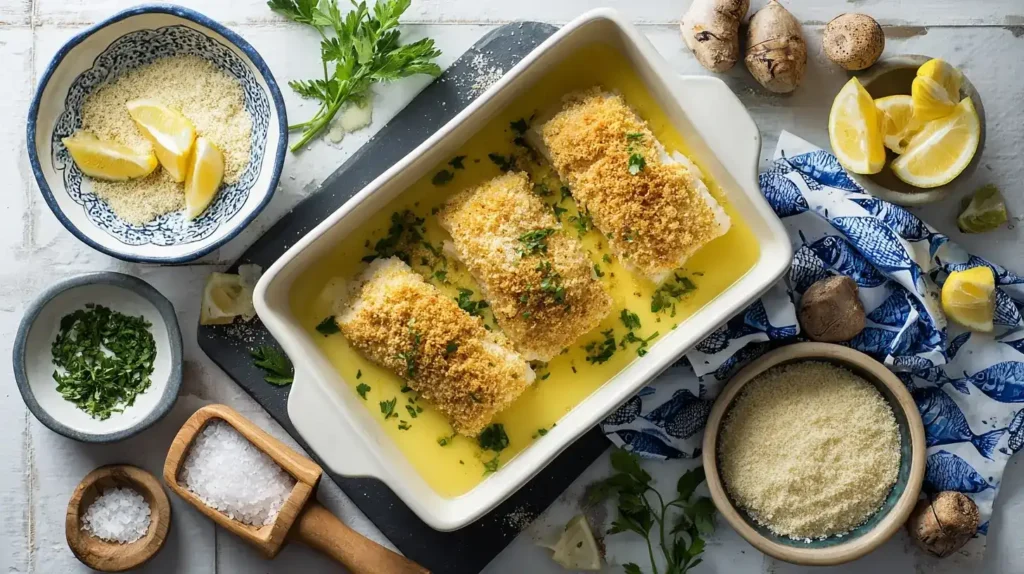 Schlemmerfilet à la Bordelaise frisch gebacken in Auflaufform