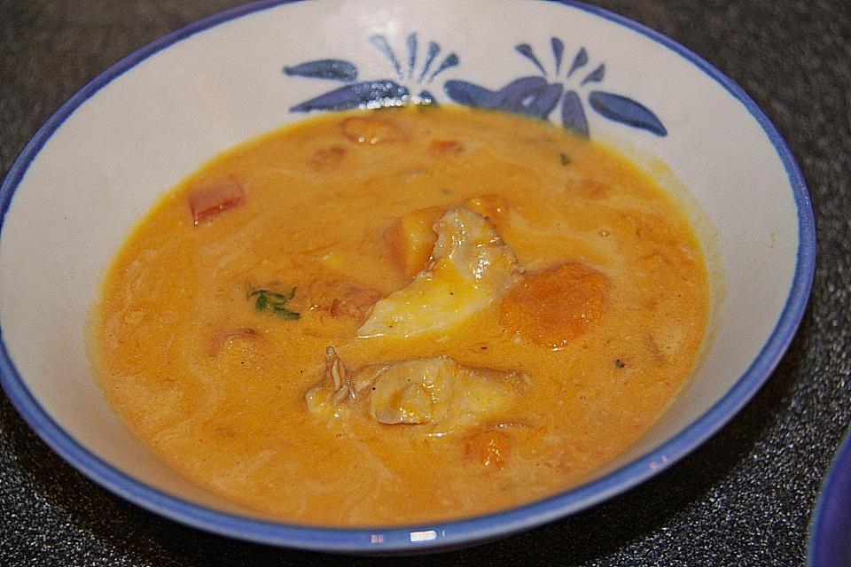 Thai Style Hühner-Kürbis Suppe