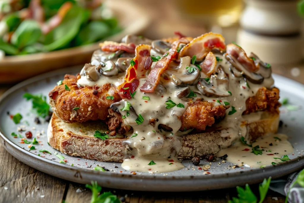 Jägertoast – Deftiger Klassiker mit Pilzrahm und Speck Jägertoast – Deftiger Klassiker mit Pilzrahm und Speck