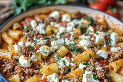 Griechischer Nudel-Auflauf mit Feta und Hackfleisch