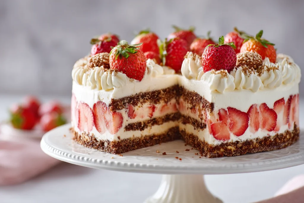 Gewickelte Erdbeer Tiramisu Torte Gewickelte Erdbeer Tiramisu Torte