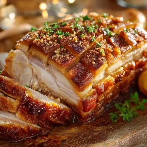 Krustenbraten mit knuspriger Schwarte und Kartoffelknödeln