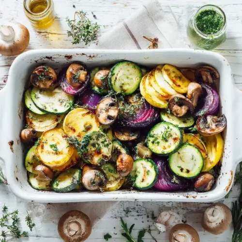 Antipasti aus frischem Gemüse mit Paprika, Zucchini und Aubergine als Zutaten