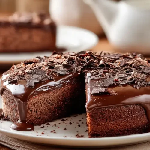 Saftiger Nutellakuchen in Springform mit Schokoglasur und Schokoraspeln