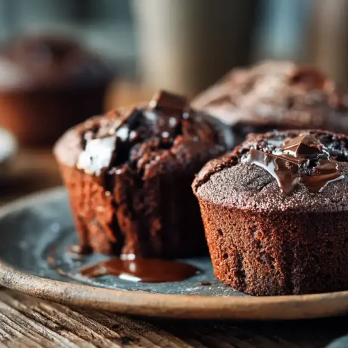 Saftige Schokomuffins auf einem Gitter, frisch gebacken und schokoladig