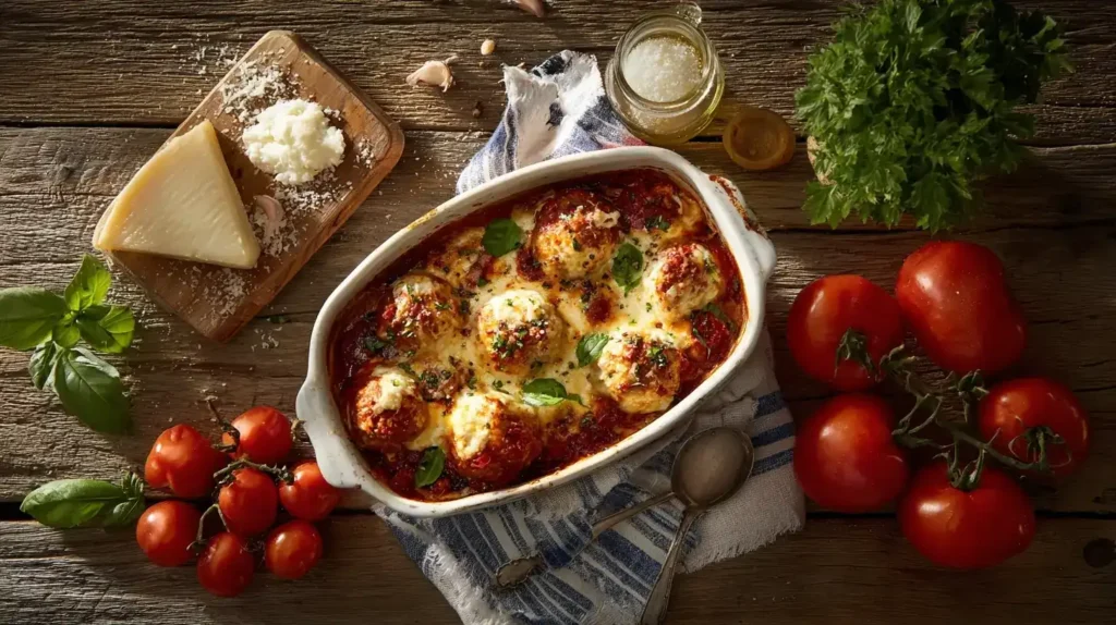 Hackbällchen Toskana Rezept Zutaten – Tomaten, Parmesan, Mozzarella, Hackfleisch