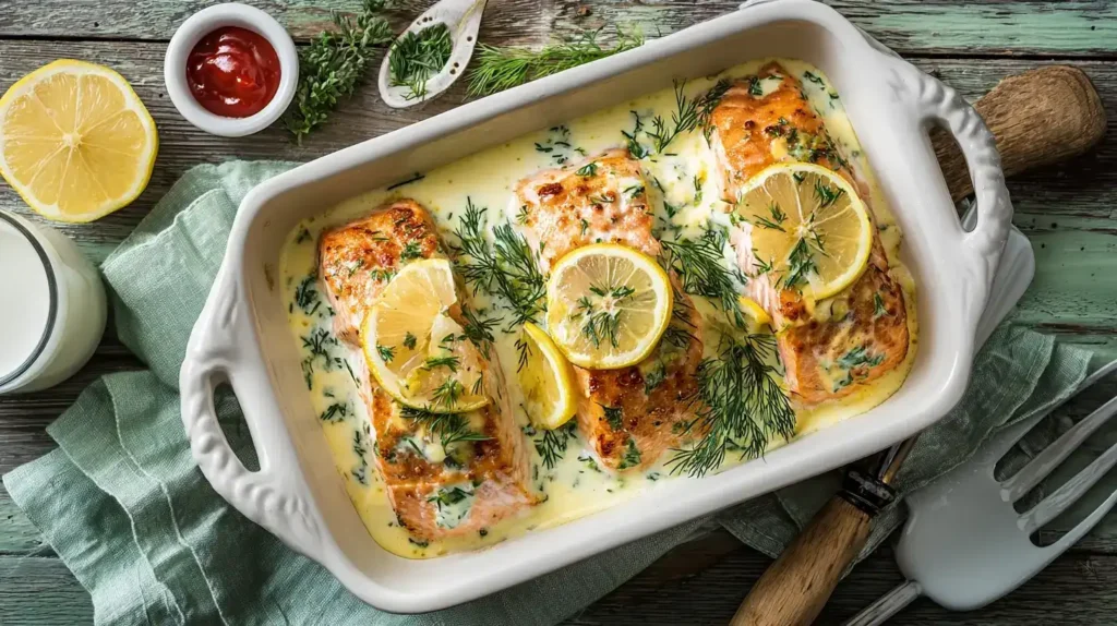 Lachs-Sahne-Gratin – Schnell, Cremig und Einfach Lachs-Sahne-Gratin frisch aus dem Ofen, cremige Sahne-Dill-Soße, goldbraune Oberfläche