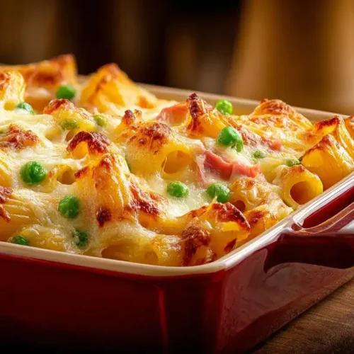Goldbrauner Rigatoni al Forno Nudelauflauf mit Käse überbacken
