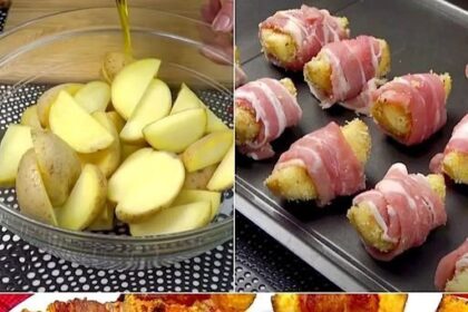 Eingewickelte Kartoffeln Mit Speck und 50 g Parmesan