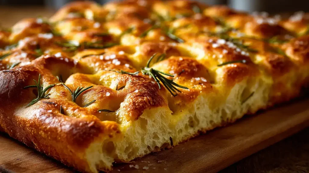 Focaccia – der italienische Klassiker Focaccia Rezept – frisch gebackenes italienisches Fladenbrot mit Rosmarin