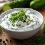 Cremiges griechisches Tzatziki mit frischer Gurke und Dill