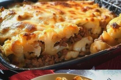 Gebackener Blumenkohl Mit 450 g Hackfleisch und 100 g Käse