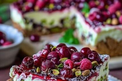 Ich verrühre 250 g Mascarpone mit 500g Sauerkirschen für die Torte Rezept