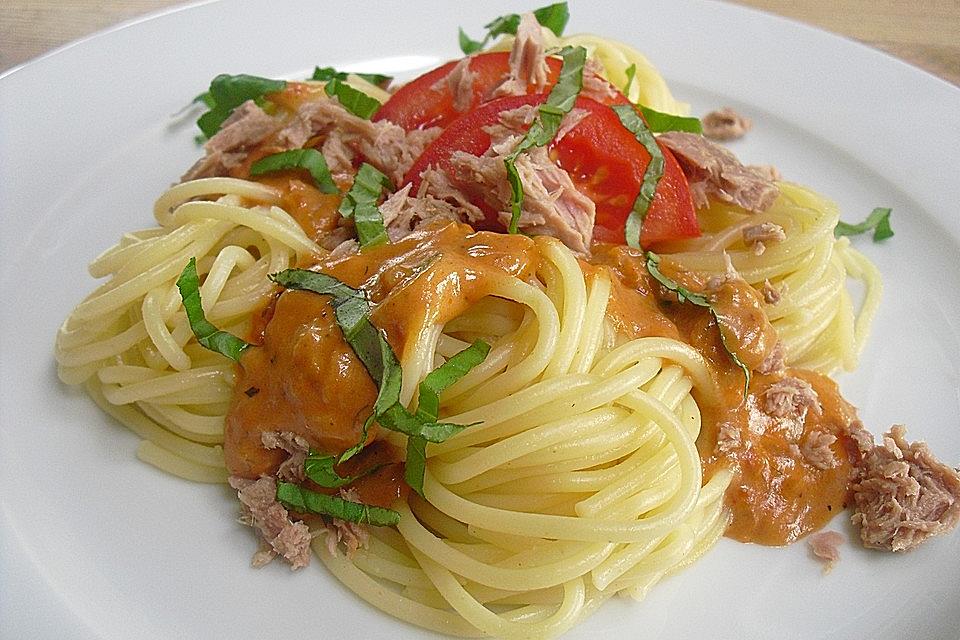 Spaghetti mit Thunfisch-Sahne-Soße