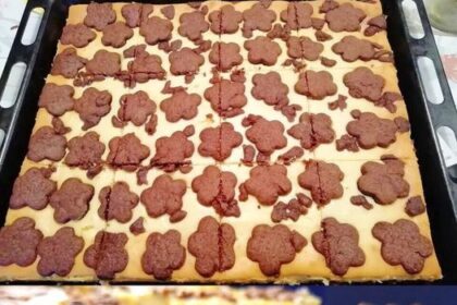 Verühren sie 1 kg Magerquark mit 350g Butter, Blechkuchen in 20 Minuten gebacken