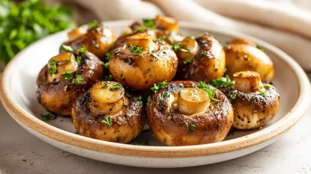 Aromatische Heißluftfritteusen-Champignons mit Kräutern als gesunder Snack