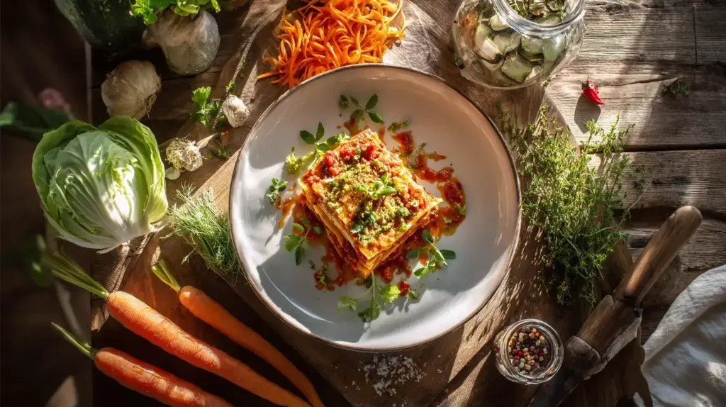 Gemüselasagne Rezept mit Möhren, Spitzkohl und Kräuterfrischkäse als Zutaten