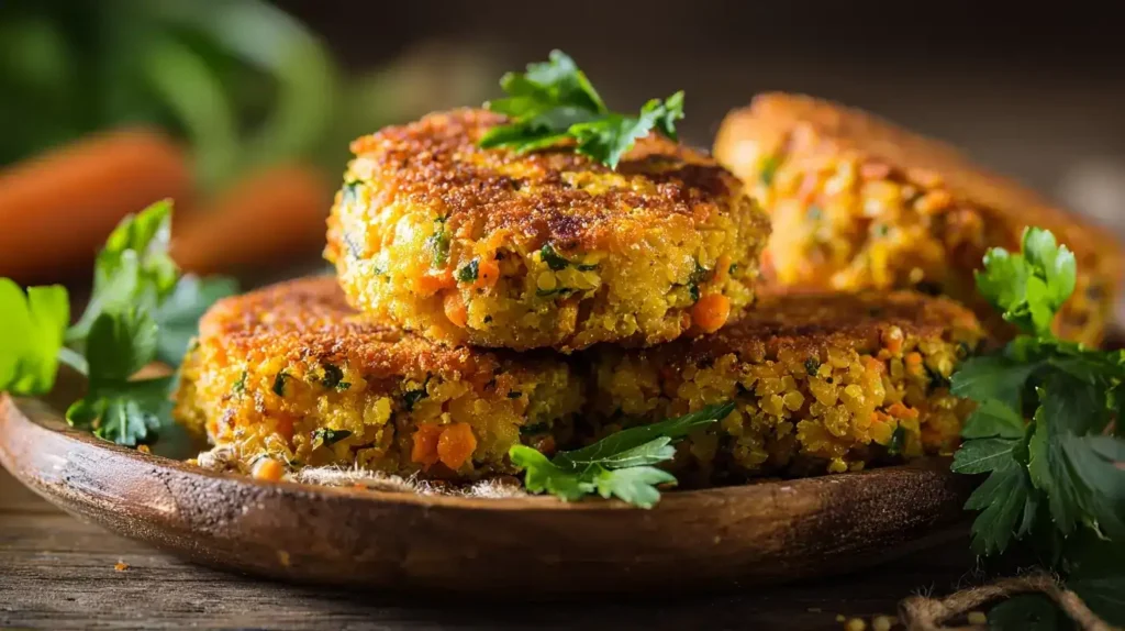 Vegetarische Kichererbsen-Bratlinge mit Möhren und Feta als gesundes Familienrezept