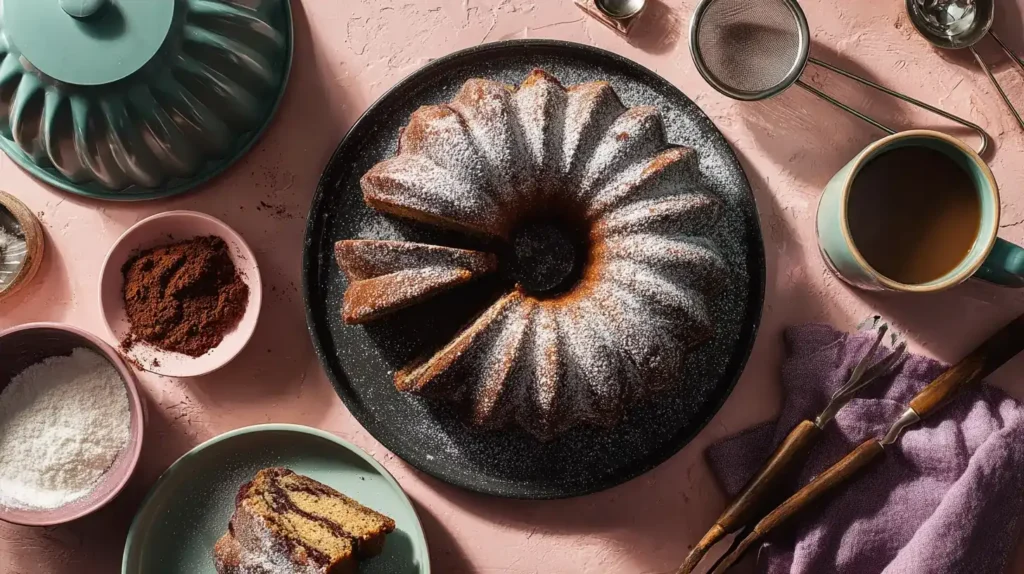 Marmorkuchen Rezept von Oma mit marmoriertem Anschnitt auf Teller