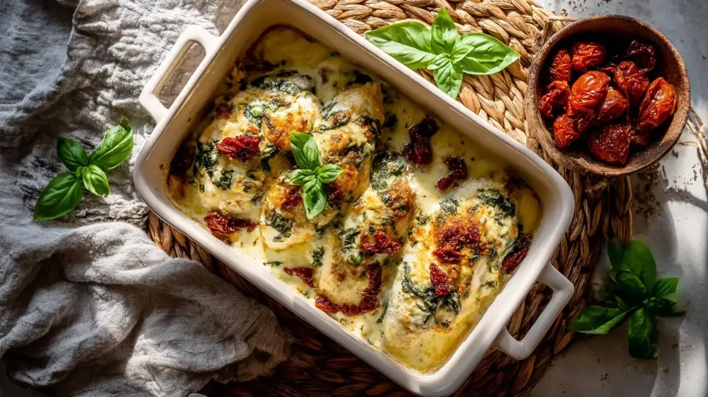 Sahne Hähnchen mit Mozzarella frisch überbacken im Ofen