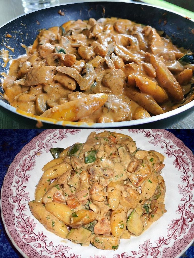 Schupfnudel Gemüsepfanne mit Hähnchen