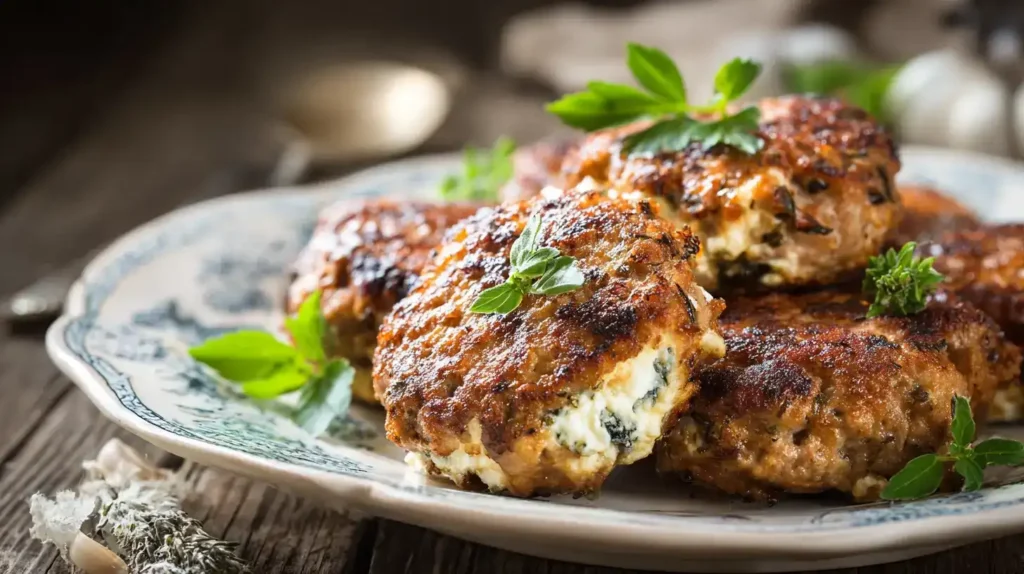 Bifteki – Griechische Frikadellen gefüllt mit Schafskäse Bifteki – saftige griechische Frikadellen gefüllt mit cremigem Schafskäse