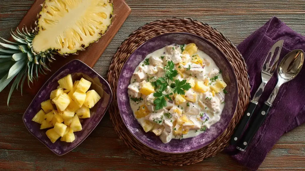 Schnelles Putengeschnetzeltes mit Ananas in cremiger Sauce