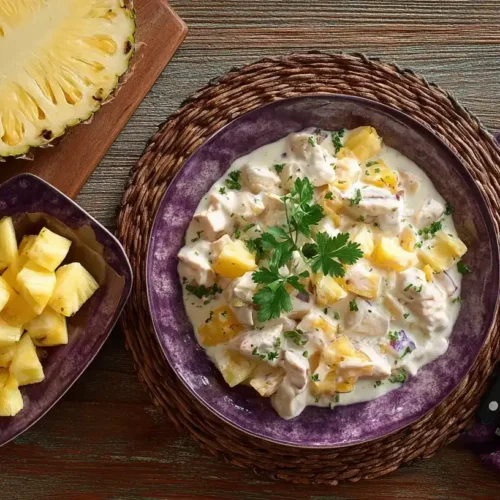 Schnelles Putengeschnetzeltes mit Ananas in cremiger Sauce