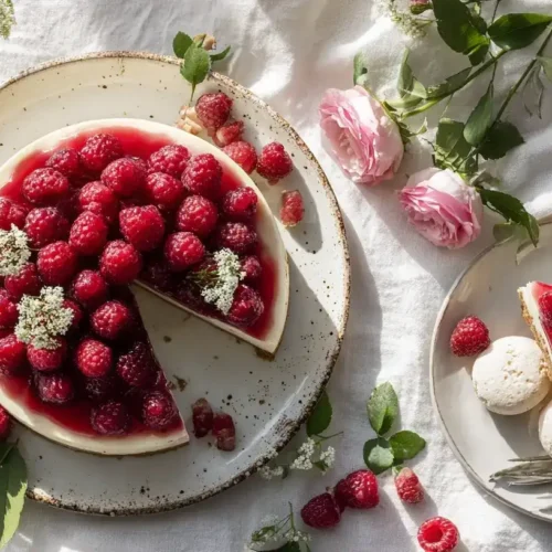 Frische Windbeuteltorte mit Beeren auf Tortenplatte