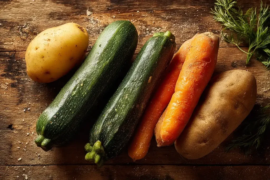 Zubereitung von Zucchini-Möhren-Puffern mit geraspeltem Gemüse