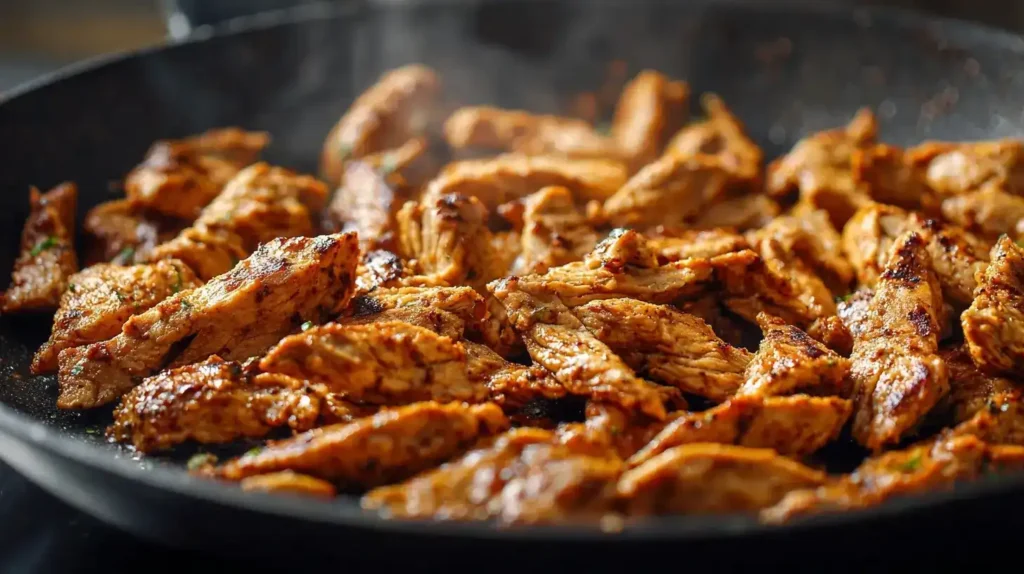 Einfaches Gyros – wie beim Griechen Einfaches Gyros wie beim Griechen in der Pfanne serviert