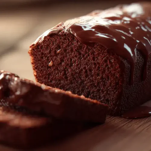 Saftiger Schoko-Nuss-Kuchen mit glänzender Schokoglasur in Kastenform