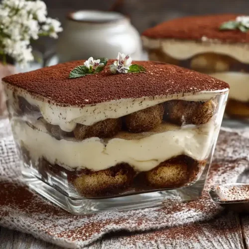iramisu Original Rezept cremig und luftig auf rustikalem Holztisch serviert