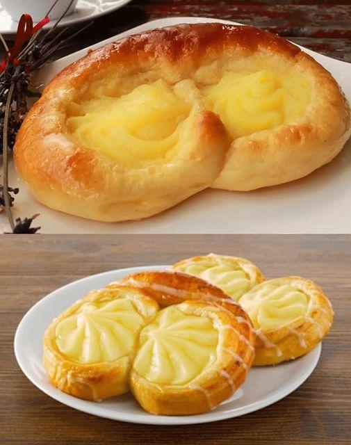 Puddingbrezeln mit 1 Rolle Blätterteig und 1 Rolle Hefeteig