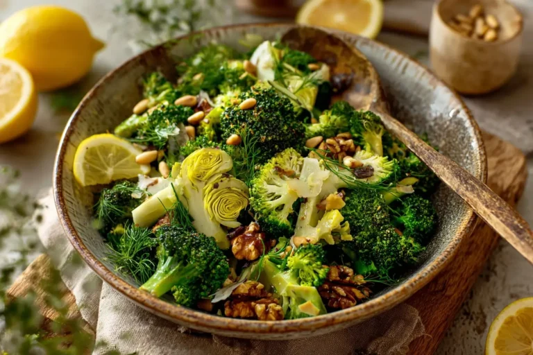 Brokkolisalat mit Pinienkernen Rezept