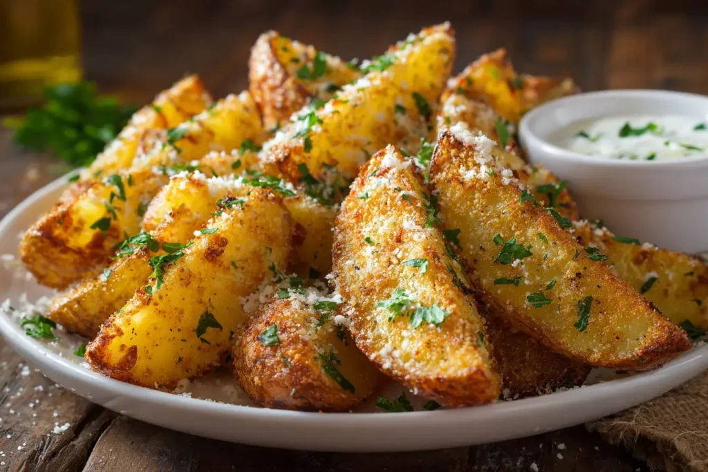 Garlic Parmesan Potato Wedges Recipe Rezept 1 Garlic Parmesan Potato Wedges Recipe 2
