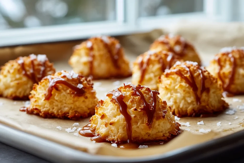 No Bake Salted Caramel Coconut Macaroons Recipe Rezept 1 No Bake Salted Caramel Coconut Macaroons Recipe 2