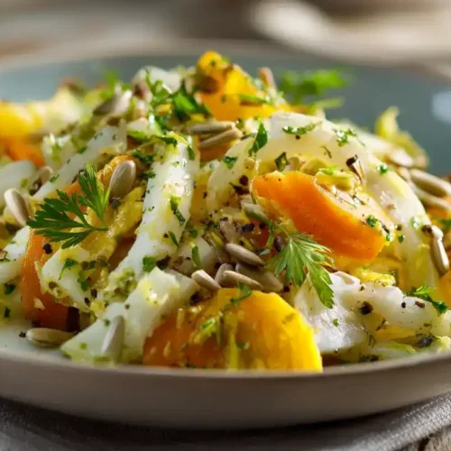 Knackiger Kohlrabisalat mit Möhren frisch serviert