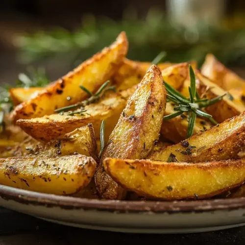 Knusprige Ofenkartoffeln auf Backblech, goldbraun und perfekt gewürzt