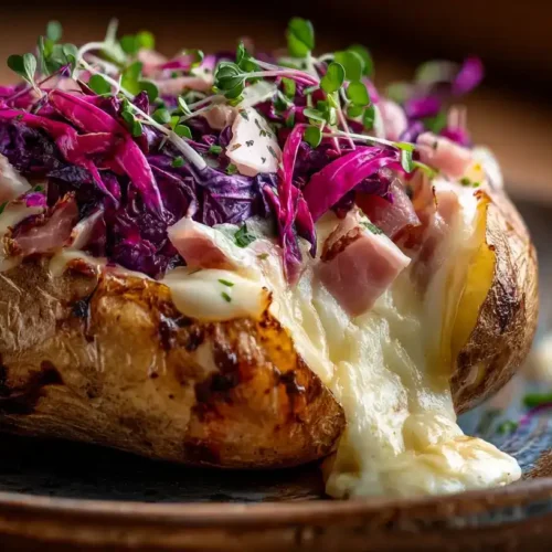 Kumpir gefüllte Ofenkartoffel mit Käse, Radicchio, Frühlingszwiebeln und Kresse