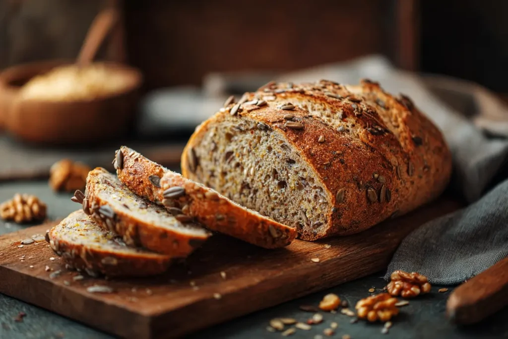 Einfaches Nussbrot mit Hefe und Körnern